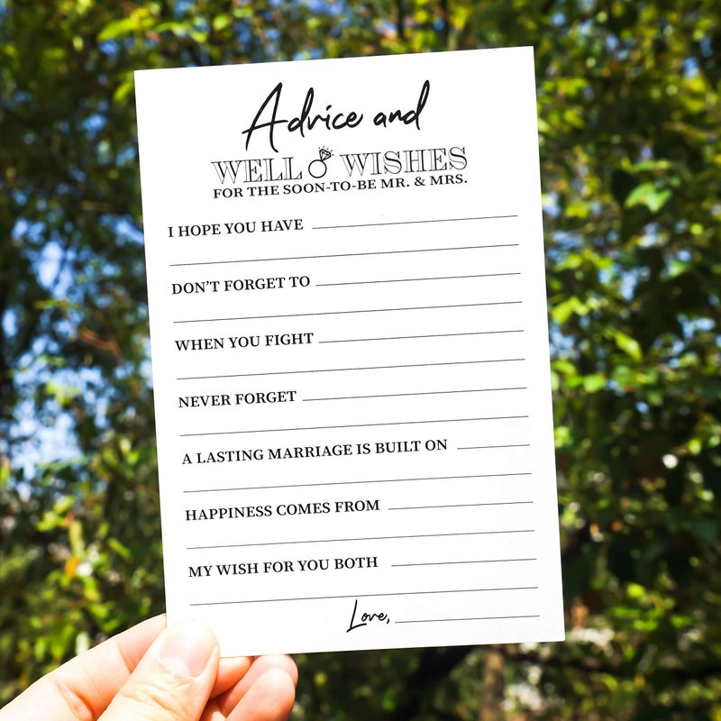 RXBC2011 Wedding advice and well wishes Cards for the soon to be Mr and Mrs Bride and Groom Newlyweds Bridal Shower Games Note Marriage Advice Pack of 50 - Image 2